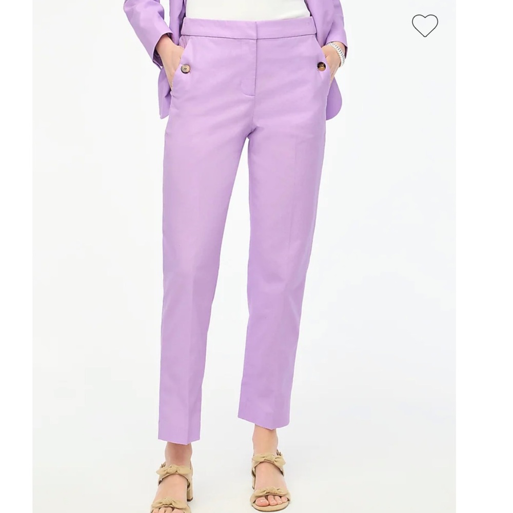 J crew new linen Elastic back sailor pants lavender size 10p petite slacks